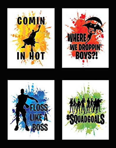 Simply Remarkable Video Gaming Wall Art Prints (Set of 4). Family Kids Home Wall DÃ©cor, USA Made Poster Gifts for Boy Girl Gamers. Decorate Bedroom, Fort or Video Game Room. Unframed (8" x 10", Set 3)