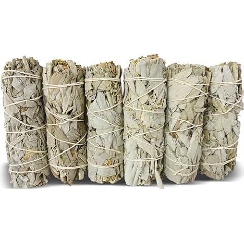 White Sage Sticks Pack of 6, Sage Smudge Kit 4'' Long Dried Sage Sticks for Meditation, Smudging and Cleansing, Getting Rid of Negative Energy, Sustainably Grown California Sage Cover