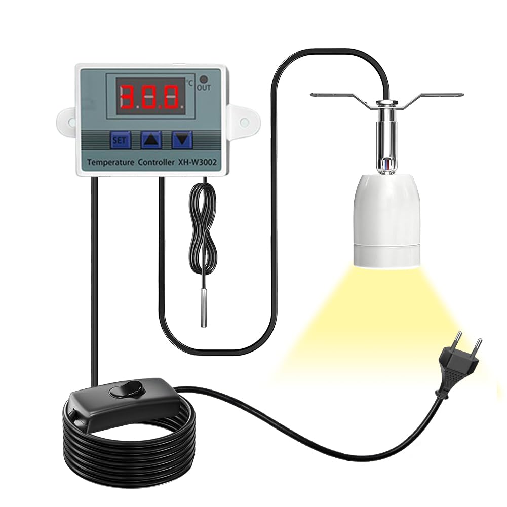 Lampada per Tartarughe di Terra, Terrario, Controllo Intelligente Della Temperatura, per E27, per Tartarughe, per Esterni, Serpenti, Lucertole, Tartarughe con Interruttore on/off (B)