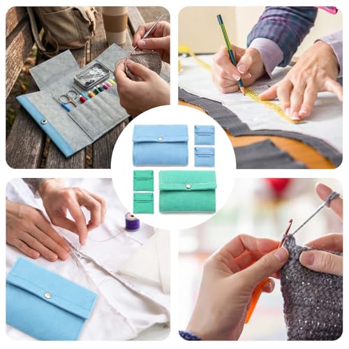 Image of Felt Craft Tool Bag - 2 Pack Portable Knitting Needle Case with Multi-Pockets, Soft Felt Organizer for Crafters, Art Lovers, and DIY Enthusiasts
