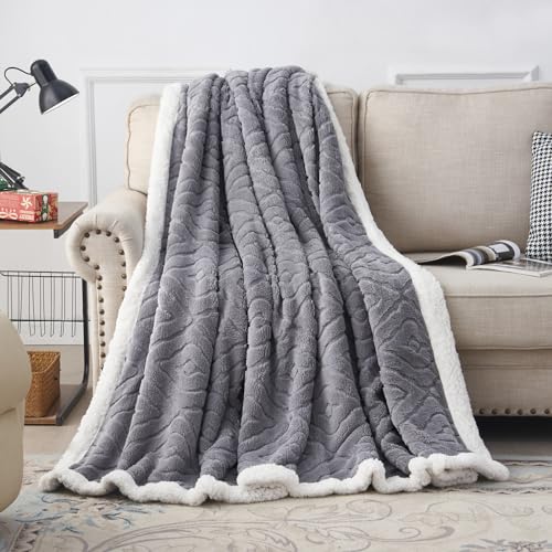 Eaq Manta Sofa Grande Manta Sherpa Franela Reversible Suave,Mantas Para Cama Invierno Gordas Para Sofá, Cama Y Sillón Gris, 127x152cm Eaq Manta Sofa Grande Manta Sherpa Franela Reversible Suave,Mantas Para Cama Invierno Gordas Para Sofá, Cama Y Sillón Gris, 127x152cm