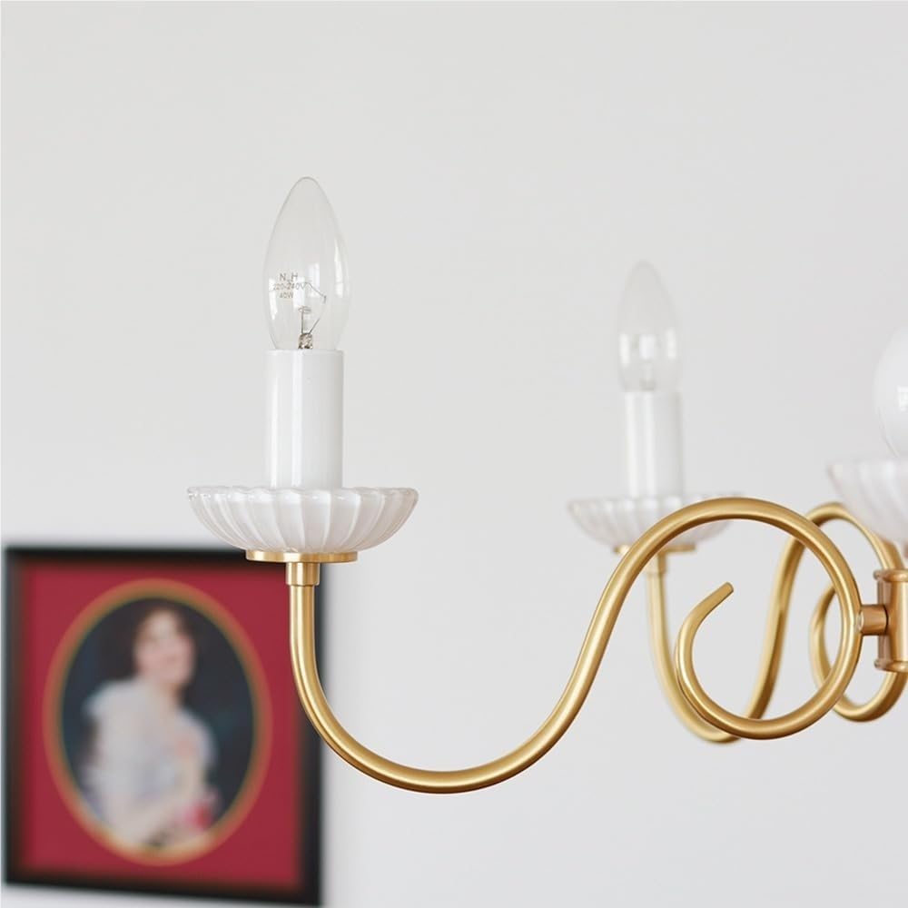 Francuska lampa wisząca, żyrandol w stylu rustykalnym, biały, antyczny mosiądz, świeca, vintage, złoto, nordycki, nowoczesny, wiszący do sypialni, stołu jadalnego, kuchni