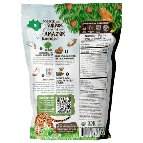 Image of Snack The True Organic Brazil Nuts 15 oz - Raw and Unsalted - Kosher - Healthy-Rich in Vegetable Protein - Harvested in Amazon Rainforest - Fresh, Vegan and Gluten Free - Forest Up