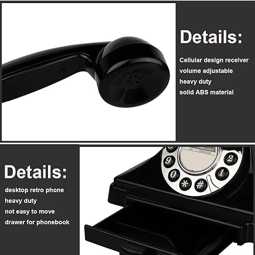 Miniatura 7 de Teléfono vintage con cable, teléfonos fijos retro para el hogar, teléfono de trabajo antiguo de una sola línea con timbre fuerte para personas