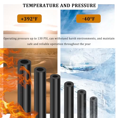 Image of 6PCS 5Ft Vacuum Line,Multipurpose Vacuum Lines Automotive for Car Engine,1 /8 inch 5 /32 inch 3 /16 inch 1 /4 inch 5 /16 inch 3 /8 inch Vacuum Hose Kit,Universal Car Accessories Silicone Tubing for Air /Water (6PCS)