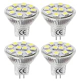 LE 4 Pack 1.8W MR11 GU4.0 LED Bulbs, 20W Halogen Bulbs Equivalent, GU4 Base, 165lm, 12V AC/DC, 120 Degree Flood Beam, Daylight White, 6000K, LED Light Bulbs