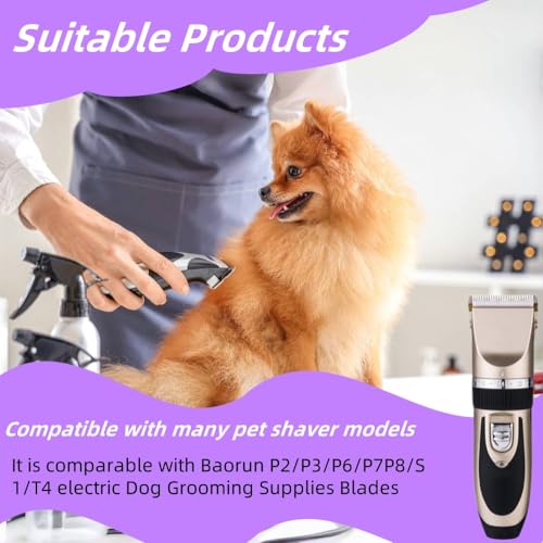 2 Stück Hundehaarschneidemaschine Klinge Professionelle Haustier Schermaschine Ersatzklingen Katze Hund Zubehör für Baorun P2/P3 (Einheitsgröße, Braun)