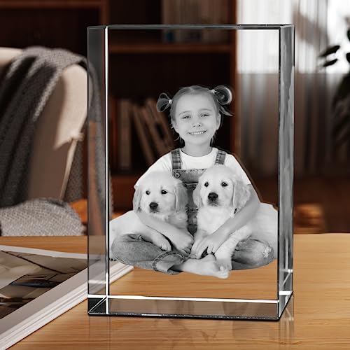 HAN'S LASER Personalized 3D Crystal Photo Cube, Custom Picture Gift for Valentine's Day, Birthday, Wedding Memorial, Mother's Day, Couples Gift for Women, Wife, Husband, Men - Small Portrait - Image 3