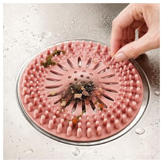 Sink Strainer Drain Hair Catcher-Shower Drain Cover, Apartment Essentials Bathroom Accessories for Kitchen Bathroom Floor Use(Pink+2pc)