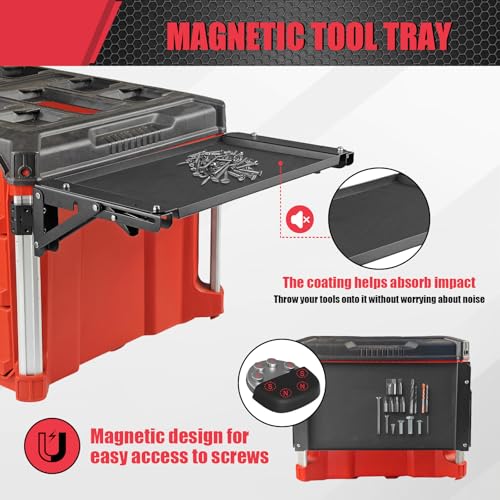 Folding Magnetic Side Table Compatible with Milwaukee Packout Toolbox, No-Drill Packout Accessories & Organizer with Magnetic Tool Tray - Image 3