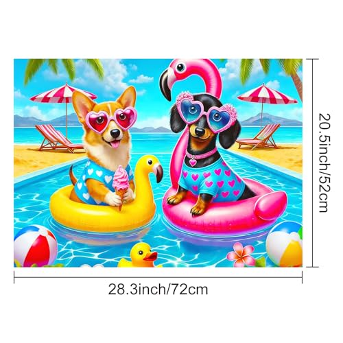 Image of HOMETITUTE Summer Stove Top Cover 28x20 Cute Pool Dogs Heat Resistant