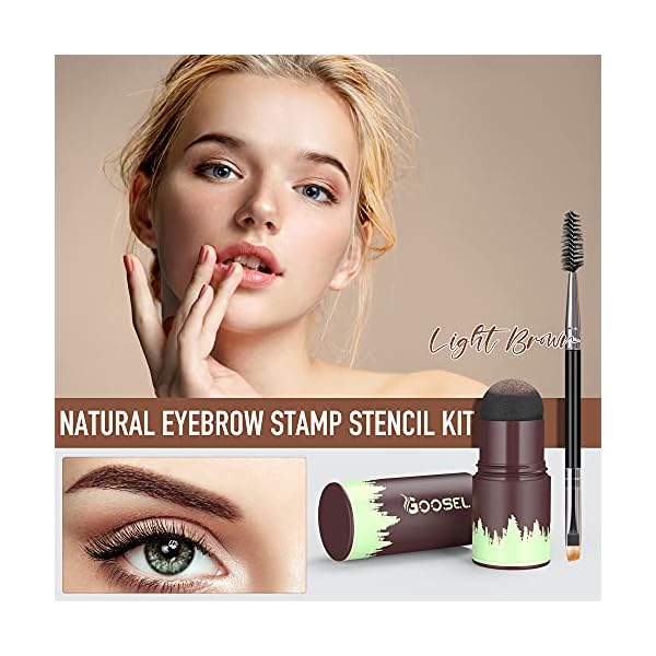 GOOSEL-Eyebrow-Stamp-Stencil-Kit-One-Step-Brow-Stamp-Shaping-Kit-with-24-Reusable-Eyebrow-Stencils-and-1-Eyebrow-Tint-Brush-Waterproof-Women-Makeup-Tools-Brown GOOSEL Eyebrow Stamp Stencil Kit, One Step Brow Stamp Shaping Kit with 24 Reusable Eyebrow Stencils and 1 Eyebrow Brush, Waterproof Women Makeup Tools (Brown)