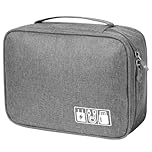 OFFCUP Travel Cable Organiser Bag, Portable Bag Electronics Organizer, Universal Large Capacity Travel Accessories for iPad, Cables, Chargers, Hard Drive, Power Bank, Game Cards (Gray)