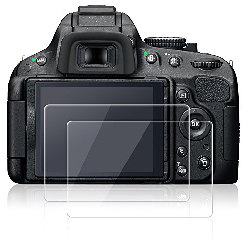 AFUNTA Protectores de Pantalla para Nikon D5100 D5200, 2 Packs Anti-Scratch de Vidrio Temperado Películas de Protección para Cámaras Digitales DSLR