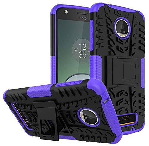 Yiakeng Moto Z Play Droid Case, Shockproof Impact Protection Tough Rugged Dual Layer Protective Case Cover with Kickstand for Motorola Moto Z Play Droid (Armor Purple)