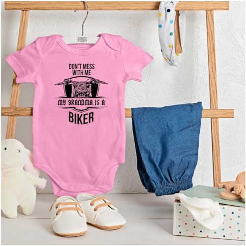 Brisco Brands Don't Mess With Me Grandma is a Biker Baby Romper Boys or Girls3
