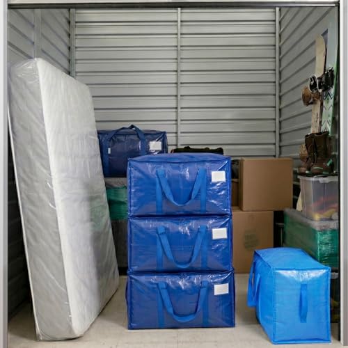 Image of TICONN 16 Pack Extra Large Moving Bags Heavy Duty with Zippers & Carrying Handles, Durable Storage Bags Moving Boxes for Closet Organizers and Storage (16 Pack, Navy)