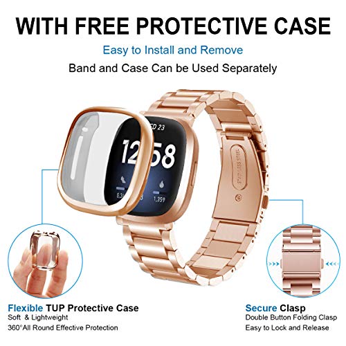 Correa metálica compatible Fitbit Sense Versa 3 acero miniatura 2