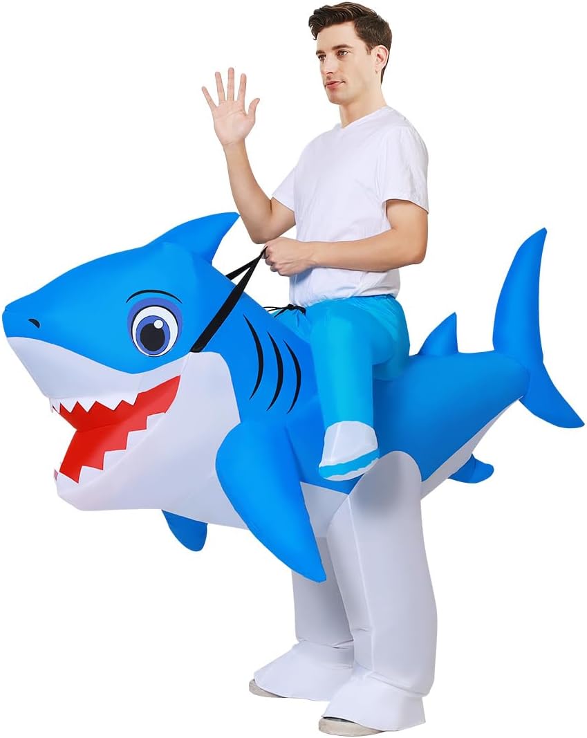 GOOSH Inflatable Shark Costumes Halloween Blow up Costume Suit for Adult Women Man Funny for Party Cosplay