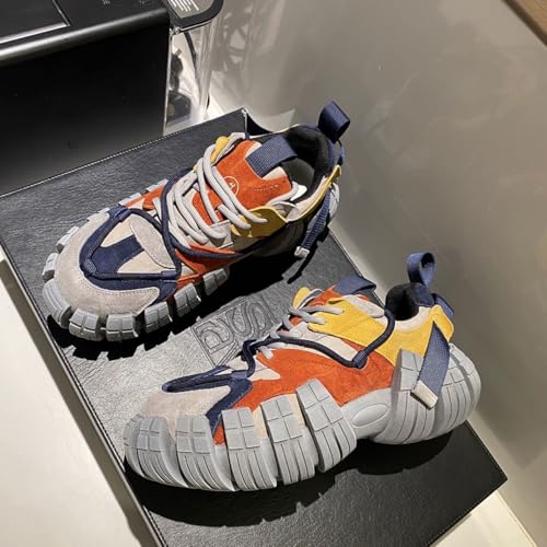 Color-Blocked Comfy Trendy Platform Shoes for Outdoor Walking Jogging Camping, All Seasons Men's Lace Up Sneakers4