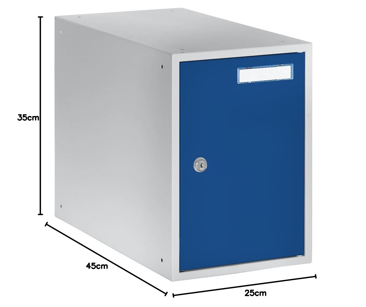 QUIPO Casier verrouillable 350 x 250 x 450 mm porte en tôle pleine gris clair bleu gentiane