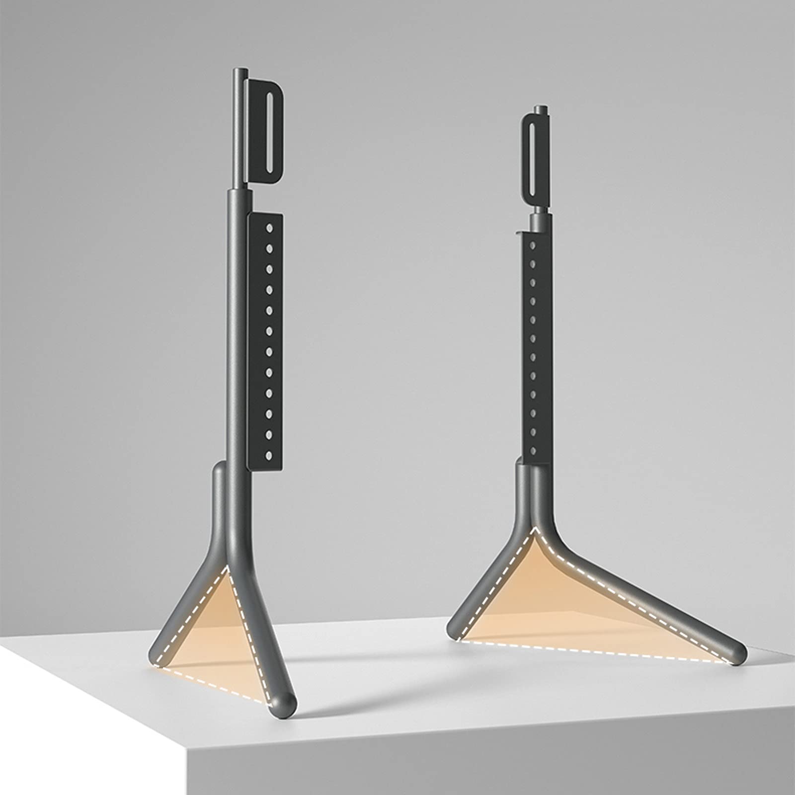 tv Stand Basamento TV da tavolo Base TV universale TV LCD TV in metallo in metallo regolabile in altezza regolabile per TV desktop supporto con gestione filo, nero opaco .per casa, ufficio