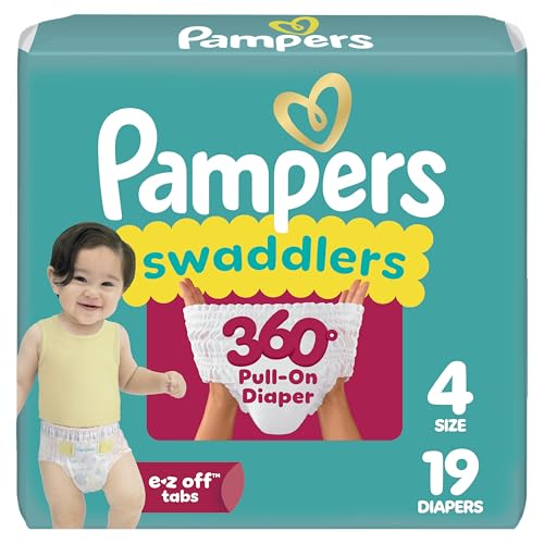 Image of Pampers Diapers - Swaddlers 360° - Size 4, 19 Count, up to 100% Leakproof Comfy Dry Fit, Designed for Easy Changes, Pull On Baby Diaper