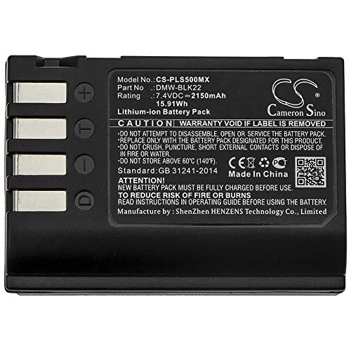 Batteria di ricambio da 2150 mAh per Panasonic Lumix DC-S5, Lumix DC-S5K, Lumix G9, Lumix GH5, Lumix GH5S, codice articolo: DMW-BLK22, DMW-BLK22GK