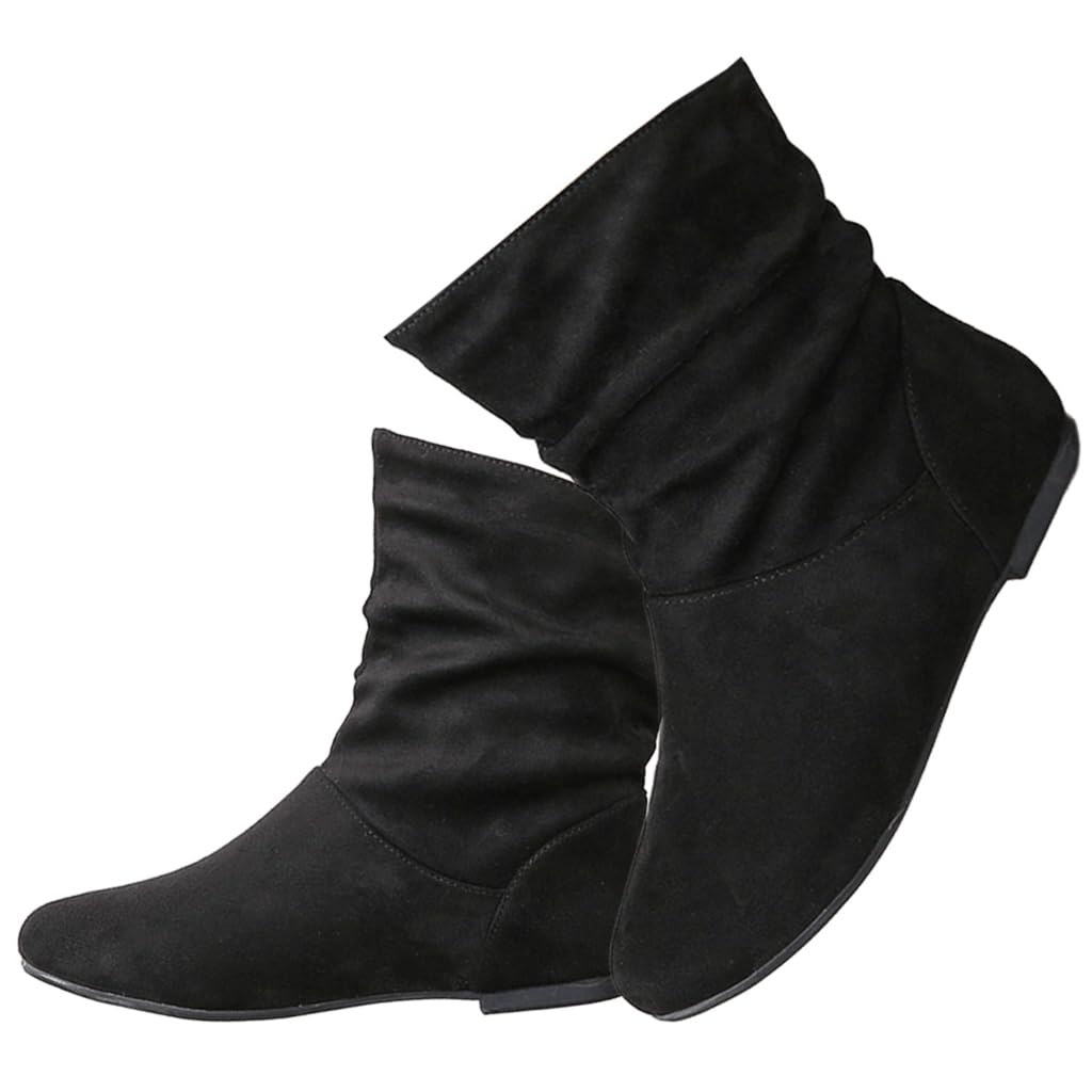 DINTAHA Flat Ankle Boots Womens Slouch Boots Low Heel Booties Fall Slouchy Boots