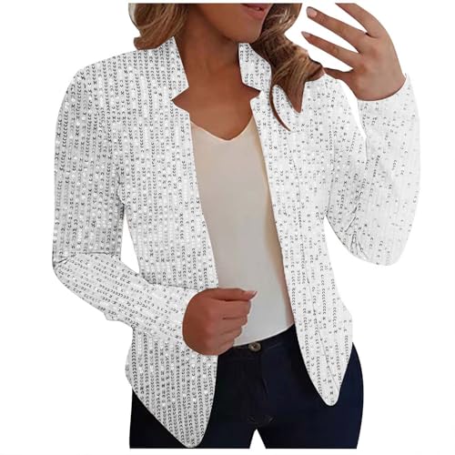 Womens Sequin Blazer Jacket Sparkly Cardigans Glitter Sparkle Open Front Coats Business Casual Cocktail Party Suit