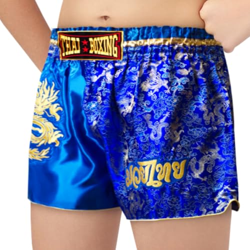 Youth Muay Thai Shorts for Kids (4 Years - 10 Years) Boxing Kickboxing MMA Training Trunk for Boys and Girls