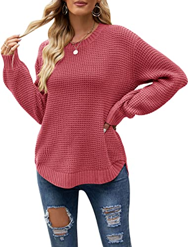 Image of MEROKEETY Women's Fall Long Sleeve Waffle Knit Oversized Sweater