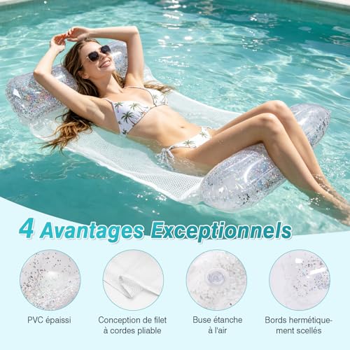Hamac flottant piscine CYFIE lot de 2 matelas gonflable ergonomique - 2