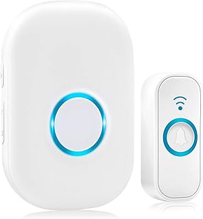 Doorbell Wireless, Wall Plug-in Cordless Door Bell with 58 Chimes, 4 Level Volume, Waterproof Door Chime Kit Operated Range 500Ft, 1 Transmitter+1 Receiver, Great for Home, Office, Hotel - White