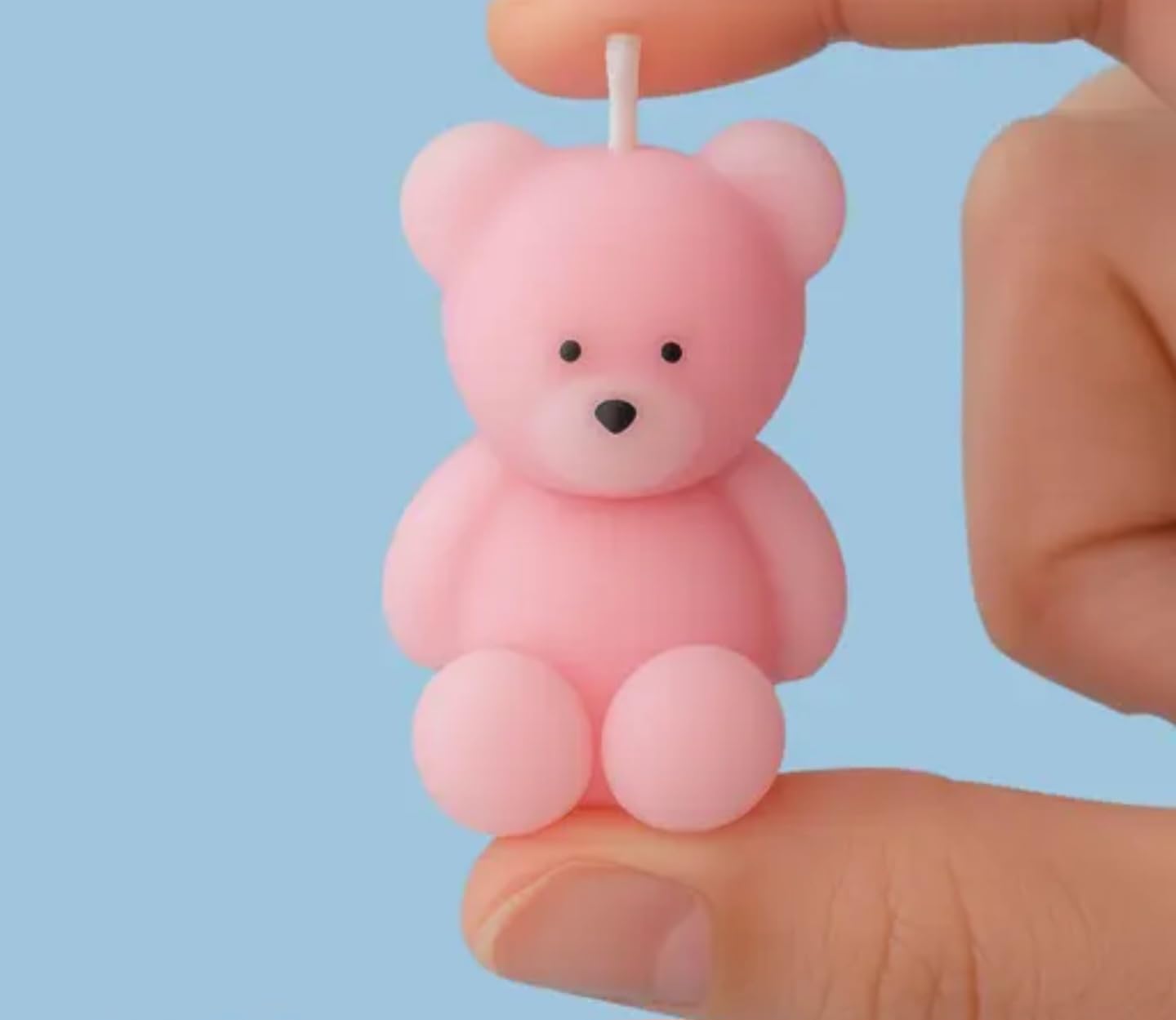 Różowe świeczki urodzinowe z misiem, dekoracyjne ozdoby na tort, upominki na baby shower, zestaw 8 szt