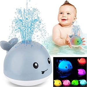 Angusiasm Baby Bath Toys,Whale Automatic Spray Water Bath Toy with LED Light, Induction Sprinkler Bathtub Shower Toys…