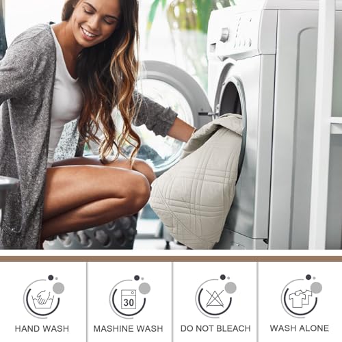 Image of TAOCOCO 100% Waterproof Recliner Sofa Covers 3 Seater Split Couch Covers for 3 Cushion Reclining Couch with Straps, Non Slip Reclining Couch Covers Furniture Protector for Kids Pets(3 Seater, Cream)