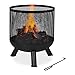 Relaxdays Feuerkorb, Mesh Design, Feuerrost, Schürhaken, Feuer im Garten, Feuertonne, Stahl, HxD: 53 x 44 cm, schwarz