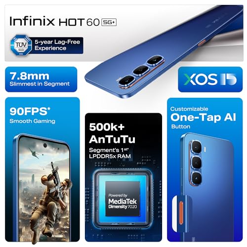 Image of Infinix HOT 60 5G+ (Caramel Glow, 6GB RAM, 128GB Storage) | 90FPS Gaming | 500K+AnTuTu Score | One-Tap AI Button | Infinix AI