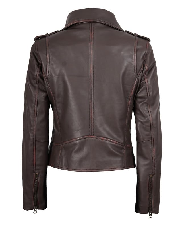 Blingsoul Real Lambskin Leather Jacket Women - Asymmetrical Style Womens Leather Jackets4