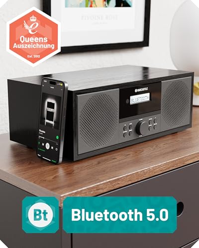 DAB Radio mit CD Player und Bluetooth | 60W Stereoanlage | Kompaktanlage mit USB | CD Player HiFi | UKW Radio...