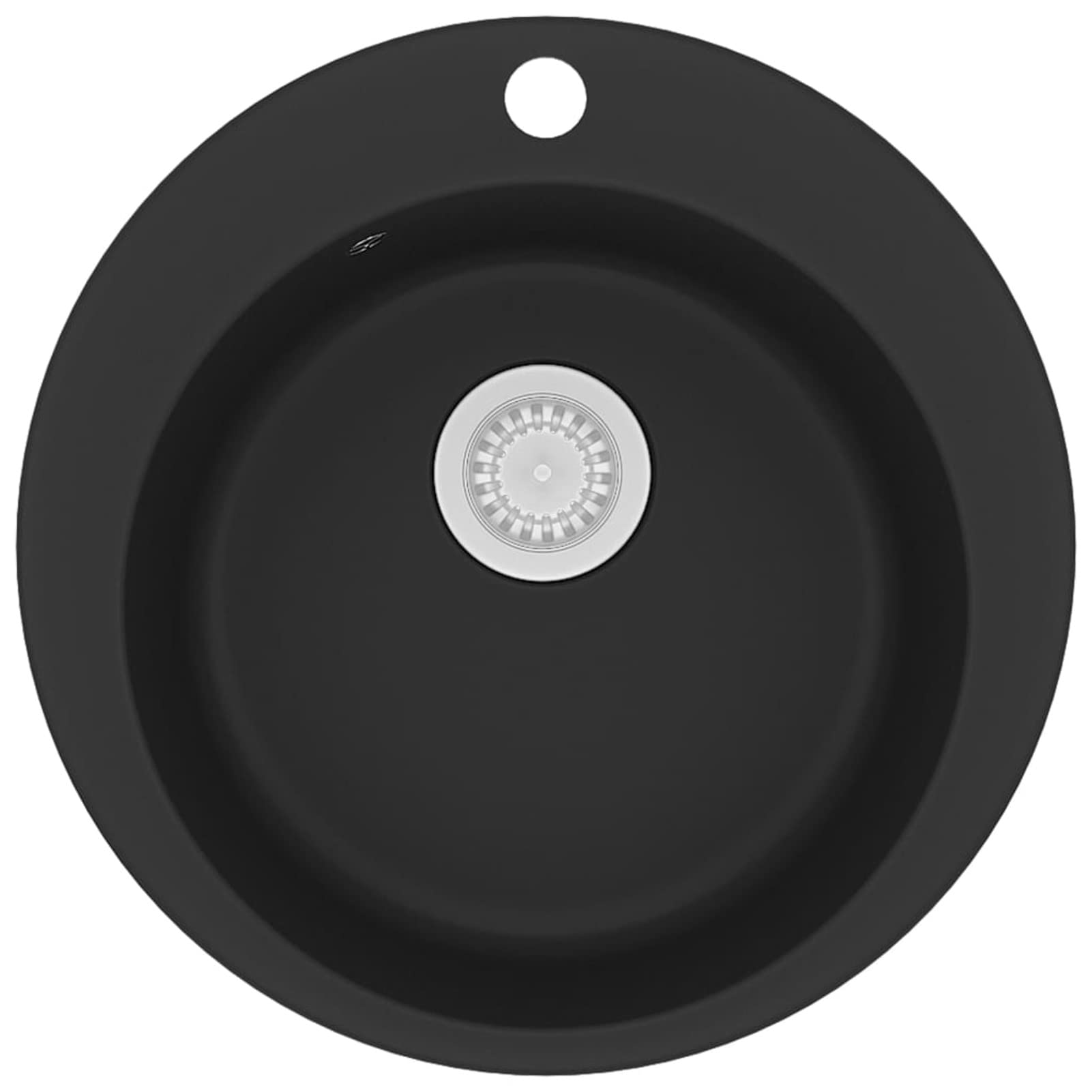 Fregadero de cocina de granito con un seno, JUNZAI Mueble Pila Lavadero, Pila Fregadero Cocina, Fregadero Sobre Encimera, Fregadero Baño Encimera, Picas De Cocina, redondo negro