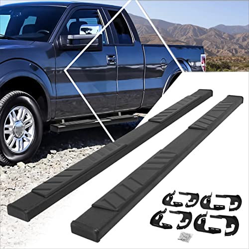 [Pair] 5 Inch Black Stainless Running Boards/Side Steps/Nerf Bars Compatible with 04-14 Ford F150 Extended Cab