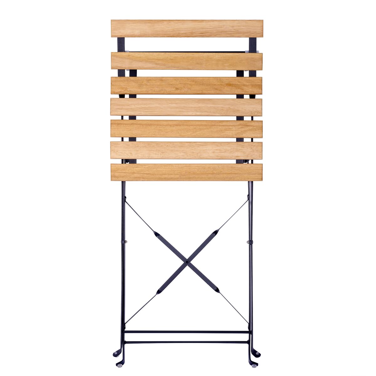 Set de 3 Muebles de Mesa y 2 Sillas, Jardín, Exterior, Plegables, Metal y Madera, para Terraza Estilo Retro, Estructura de Acero, tipo Bistró, Patas Antideslizantes, Balcones Pequeños, Terrazas