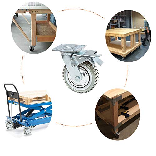 6 Inches Heavy Duty Rubber Caster Wheels Anti-Skid Swivel Casters Wheels With 360 Degree For Set Of 4 (2 With Brakes& 2 Without) #TOP4