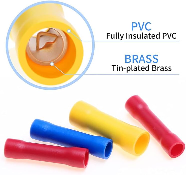150pcs BV1.25 BV2 BV5.5 Insulated Straight Wire Butt Connector Electrical Wire Cable Crimp Terminals Splice with Pliers VUQLDHAYZ