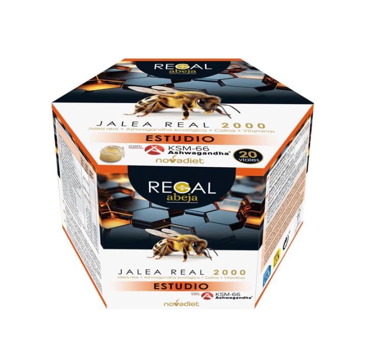 Jalea Real 2000 Estudio. 20 Viales | Suplemento con Jalea Real, Ashwagandha y Colina | Mejora Memoria y Concentración | Reduce Cansancio Mental | Ideal para Estudiantes y Opositores