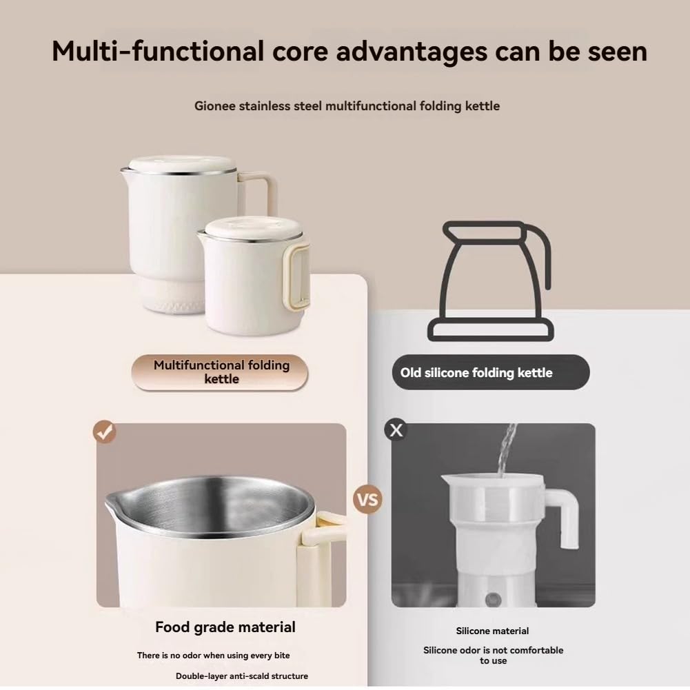 Cuiseur à Riz Multifonction, Électrique Pliable Mini pour Voyage, Cuiseur Électrique Pliable pour, Appareil à Fondue Électrique EU Plug