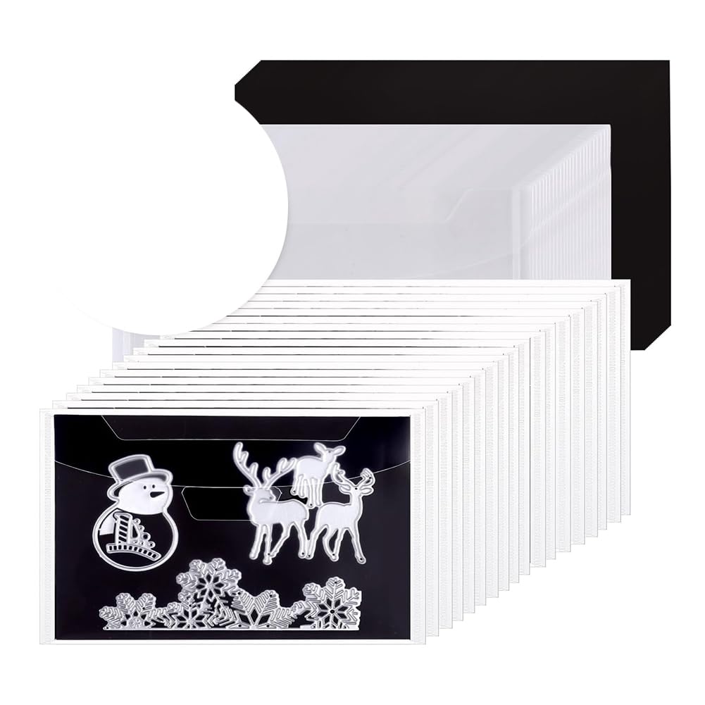 Reykentu20 Piece Magnetic Bags and Paper, Stamp and Die Storage Master, Black & White Perfect for DIY Craft Enthusiasts