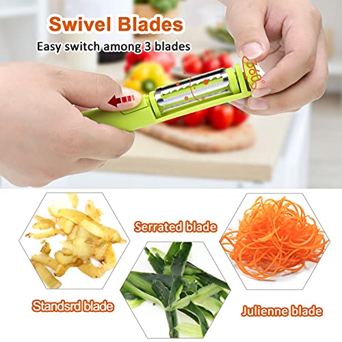 Juome Vegetable Fruit Peeler, Multifunctional Stainless Steel Swivel Serrated Julienne Peeler For Kitchen, Veggie Peeler Slicker For Potato, Carrot, Tomato, Apple Etc (2 Pack) #TOP2